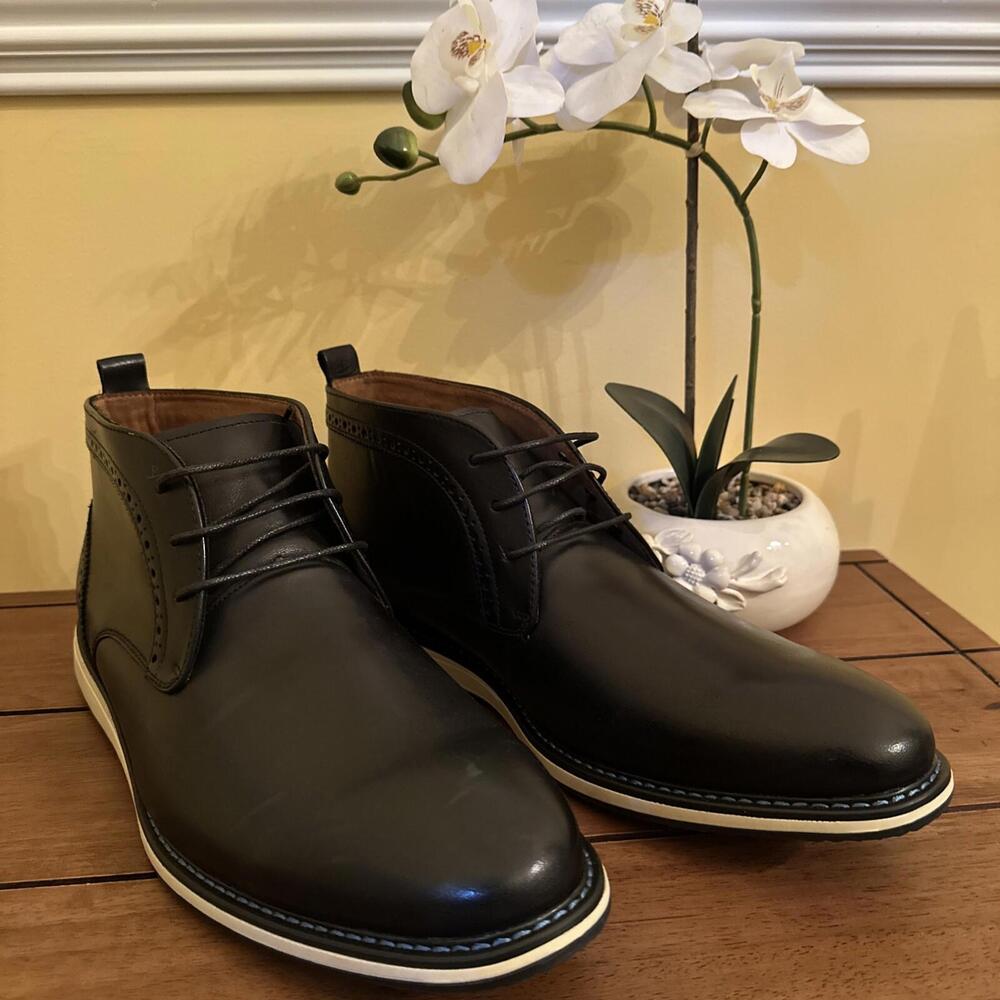 STEVE MADDEN Men's Breemer Chukka Boot - Black Leather - Size 12